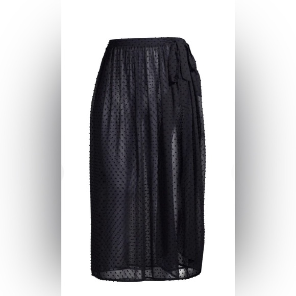 Time and Tru Black Swiss Polka Dot Wrap Style Swim Cover Up Skirt Size M (8-10) - Picture 3 of 7
